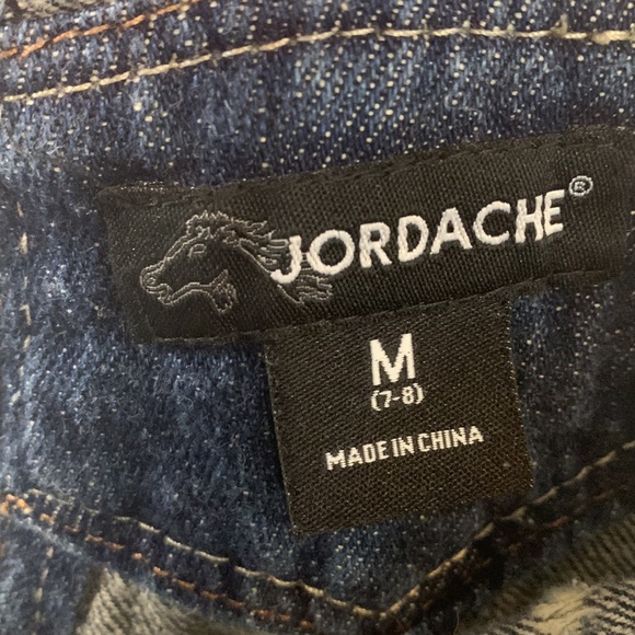 Jordache Girls Distressed Denim Overalls size medium 7/8 - Picture 4 of 8